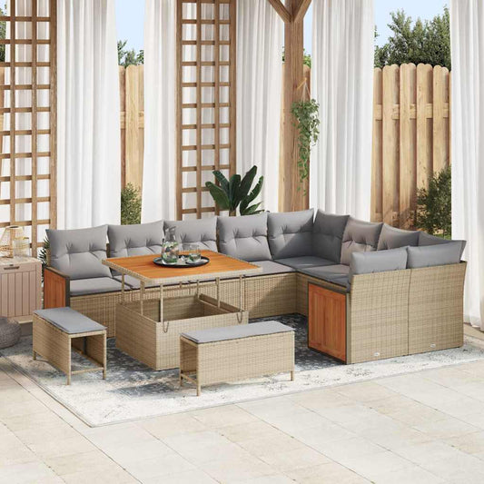 Tuinbankenset met kussen 12 pcs Beige en Licht Grijs is nu te koop bij PeponiXL, paradijselijk wonen!