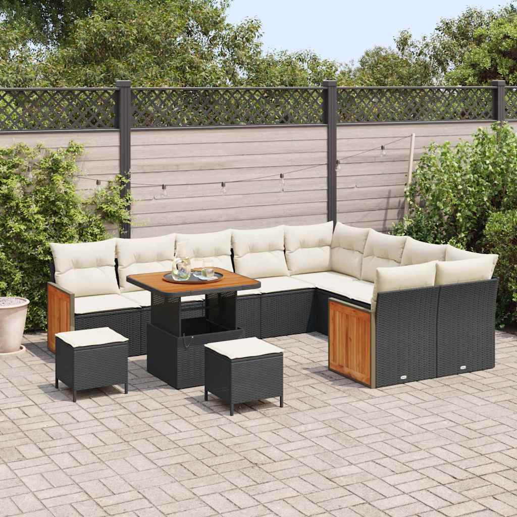 Tuinbankenset met kussen 12 pcs Zwart en Crème is nu te koop bij PeponiXL, paradijselijk wonen!