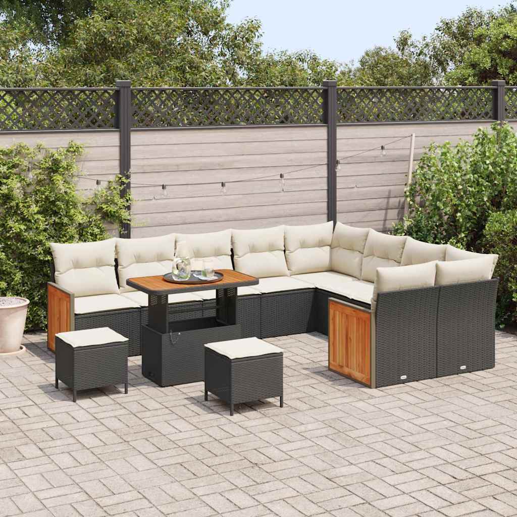 Tuinbankenset met kussen 12 pcs Zwart en Crème is nu te koop bij PeponiXL, paradijselijk wonen!