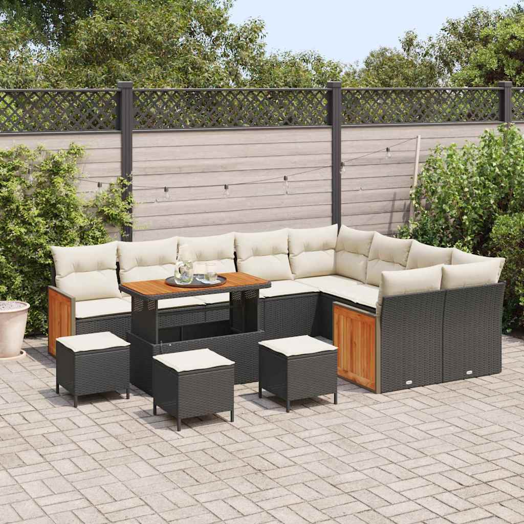 Tuinbankenset met kussen 13 pcs Zwart en Crème is nu te koop bij PeponiXL, paradijselijk wonen!