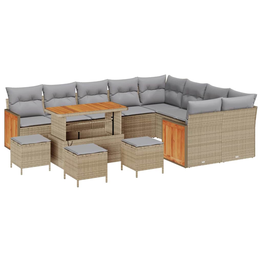 Tuinbankenset met kussen 13 pcs Beige en Licht Grijs is nu te koop bij PeponiXL, paradijselijk wonen!