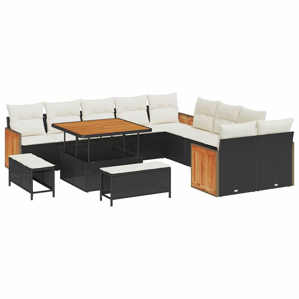 Tuinbankenset met kussen 13 pcs Zwart en Crème is nu te koop bij PeponiXL, paradijselijk wonen!