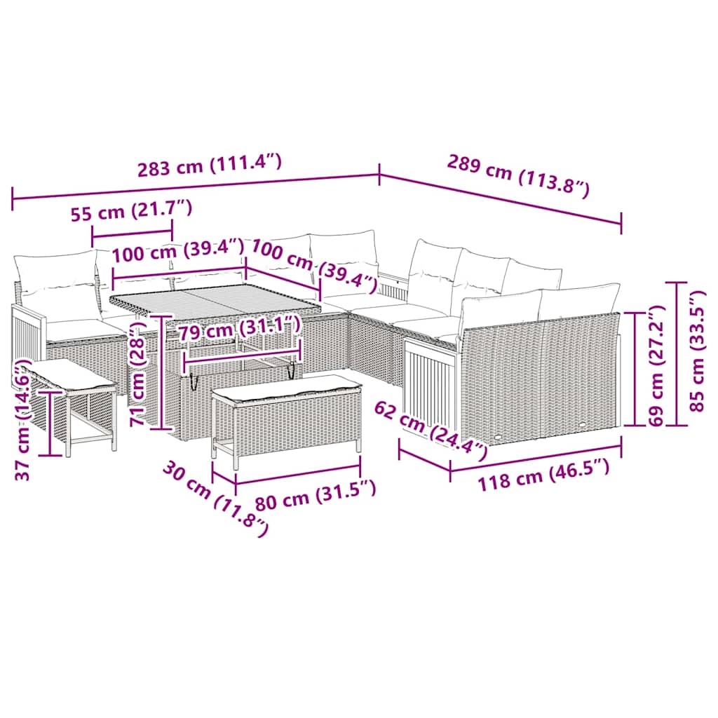 Tuinbankenset met kussen 13 pcs Beige en Licht Grijs is nu te koop bij PeponiXL, paradijselijk wonen!