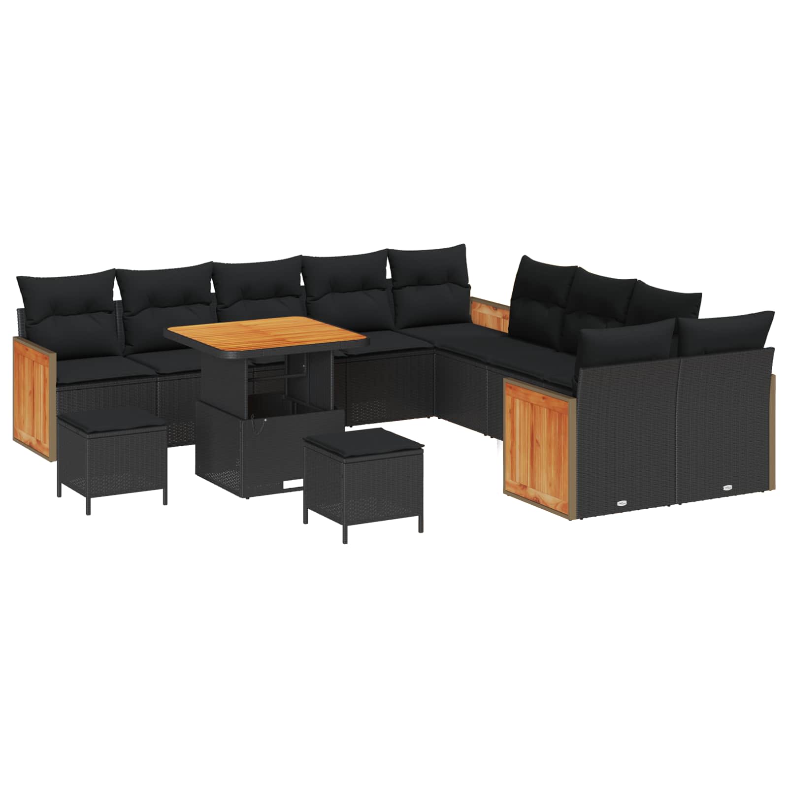 Tuinbankenset 13 pcs Zwart Poly Riet en Poedercoated Staal is nu te koop bij PeponiXL, paradijselijk wonen!