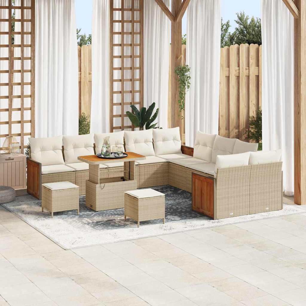 Tuinbankenset met kussen 13 pcs Beige en Crème is nu te koop bij PeponiXL, paradijselijk wonen!