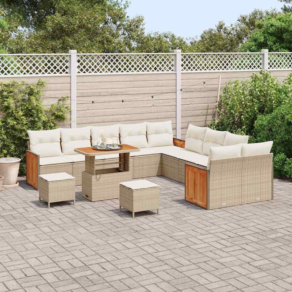 Tuinbankenset met kussen 13 pcs Beige en Crème is nu te koop bij PeponiXL, paradijselijk wonen!