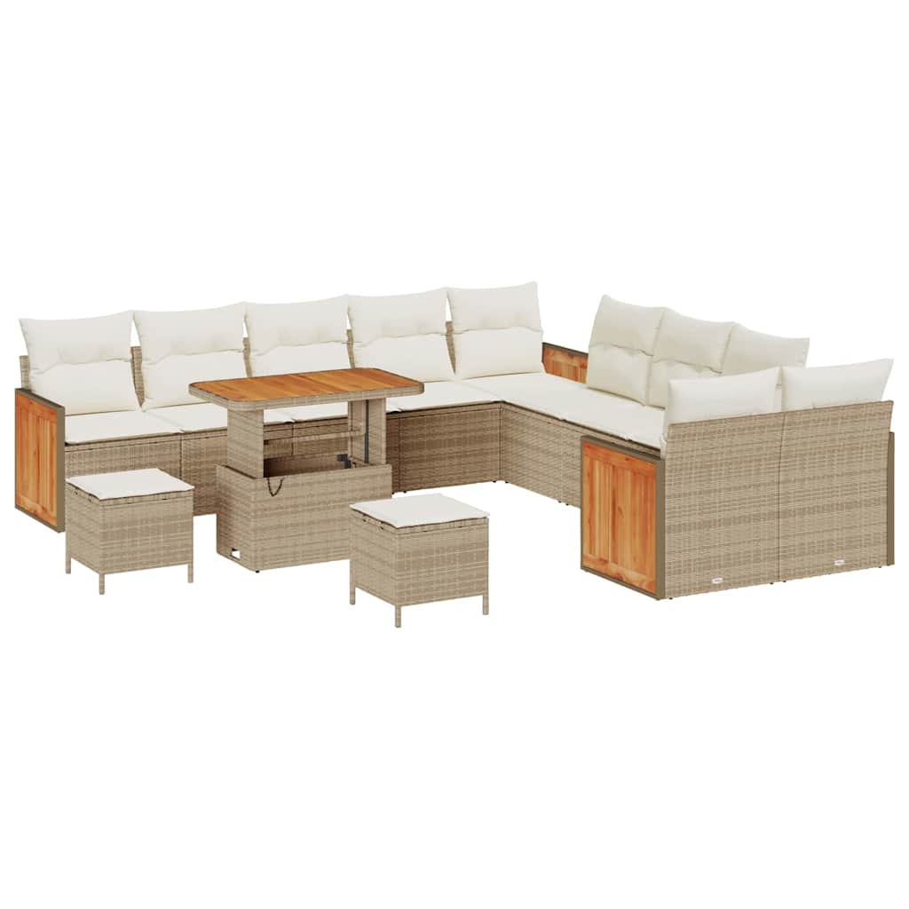 Tuinbankenset met kussen 13 pcs Beige en Crème is nu te koop bij PeponiXL, paradijselijk wonen!