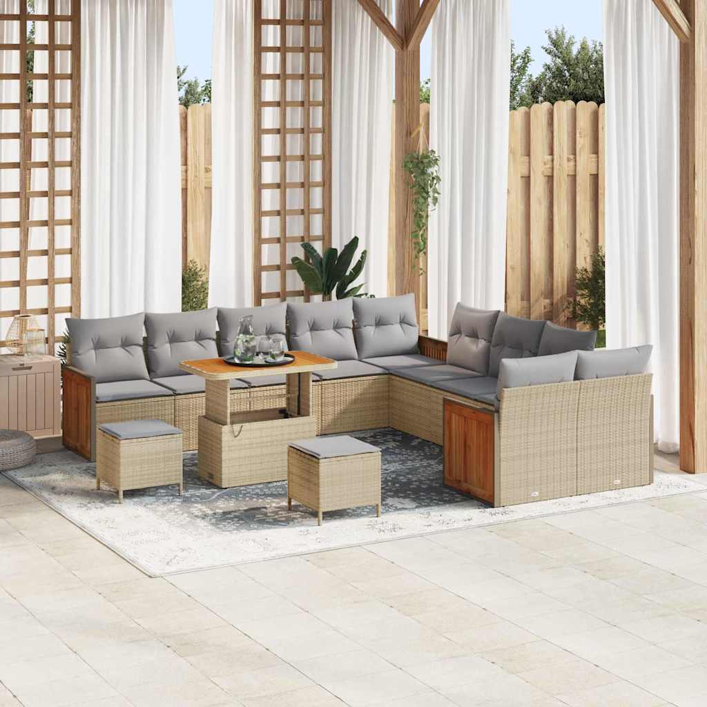 Tuinbankenset met kussen 13 pcs Beige en Licht Grijs is nu te koop bij PeponiXL, paradijselijk wonen!
