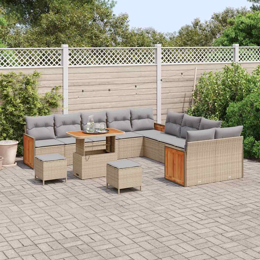 Tuinbankenset met kussen 13 pcs Beige en Licht Grijs is nu te koop bij PeponiXL, paradijselijk wonen!