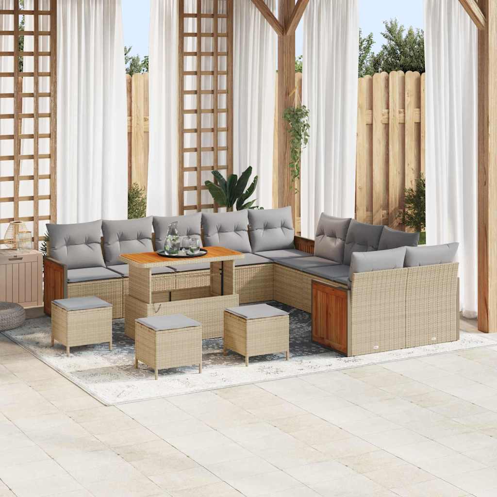 Tuinbankenset met kussen 14 pcs Beige en Licht Grijs is nu te koop bij PeponiXL, paradijselijk wonen!