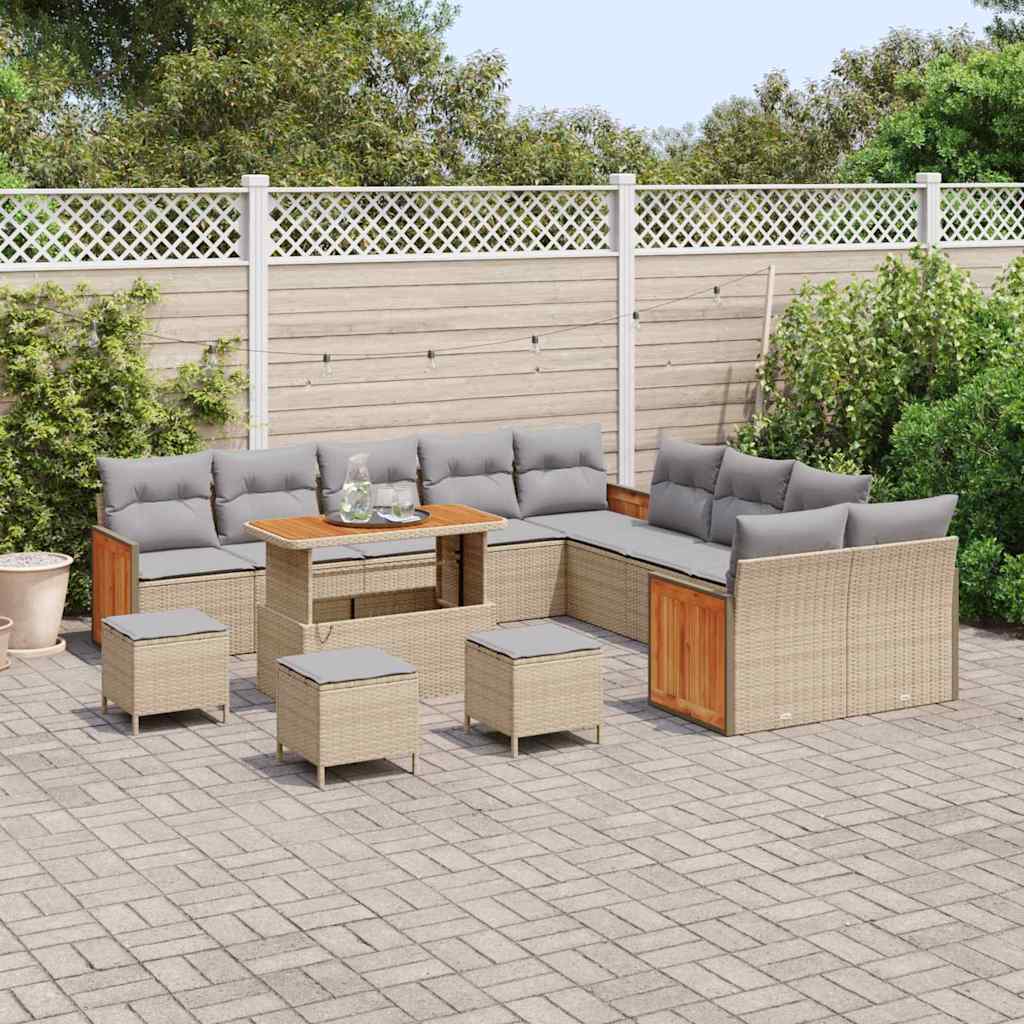 Tuinbankenset met kussen 14 pcs Beige en Licht Grijs is nu te koop bij PeponiXL, paradijselijk wonen!