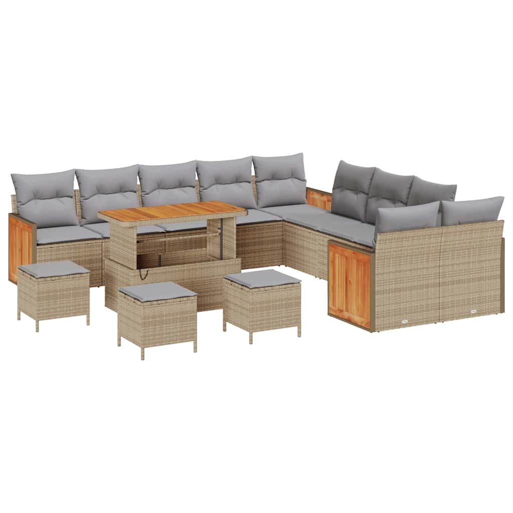 Tuinbankenset met kussen 14 pcs Beige en Licht Grijs is nu te koop bij PeponiXL, paradijselijk wonen!