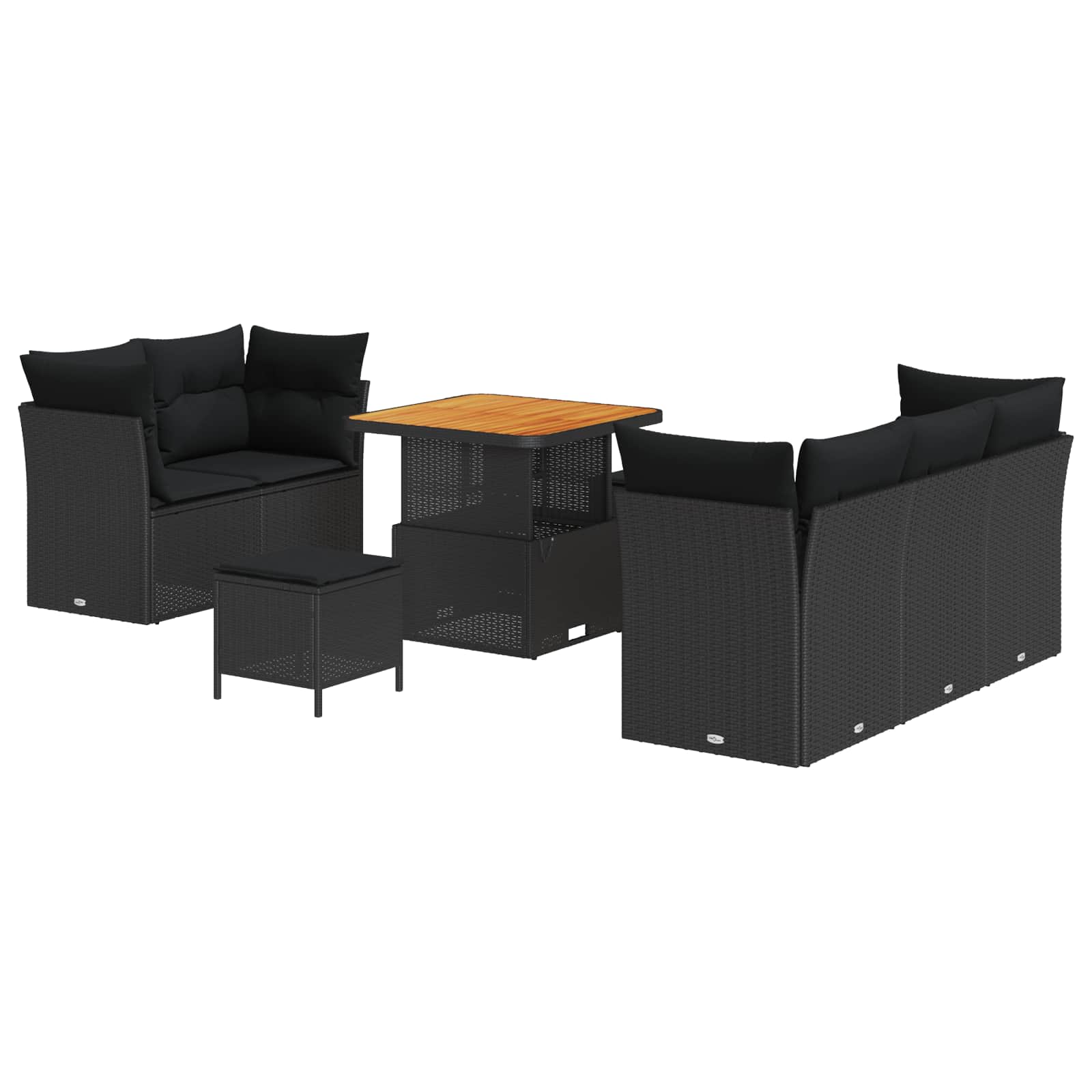 Tuin Sofa Set 8 pcs Zwart Poly riet en gepoedercoat staal is nu te koop bij PeponiXL, paradijselijk wonen!