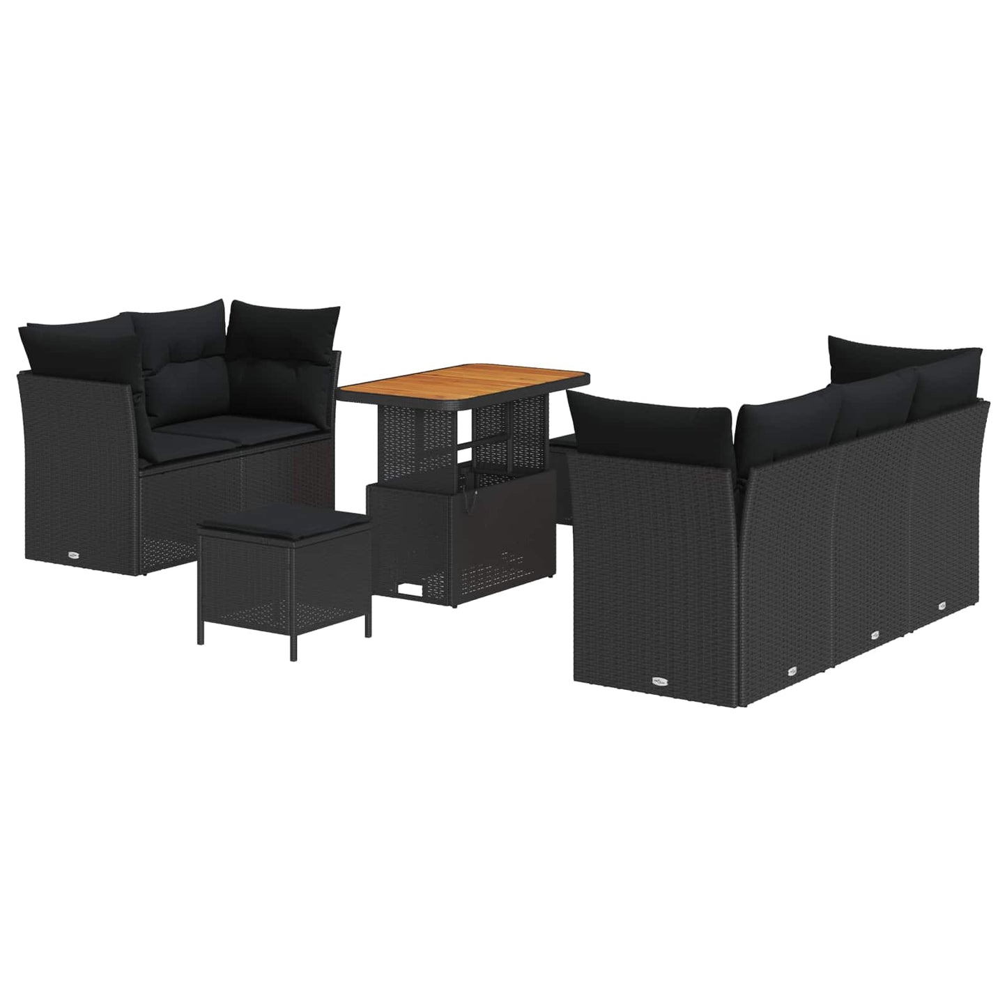 Tuin Sofa Set 8 pcs Zwart Poly riet en gepoedercoat staal is nu te koop bij PeponiXL, paradijselijk wonen!