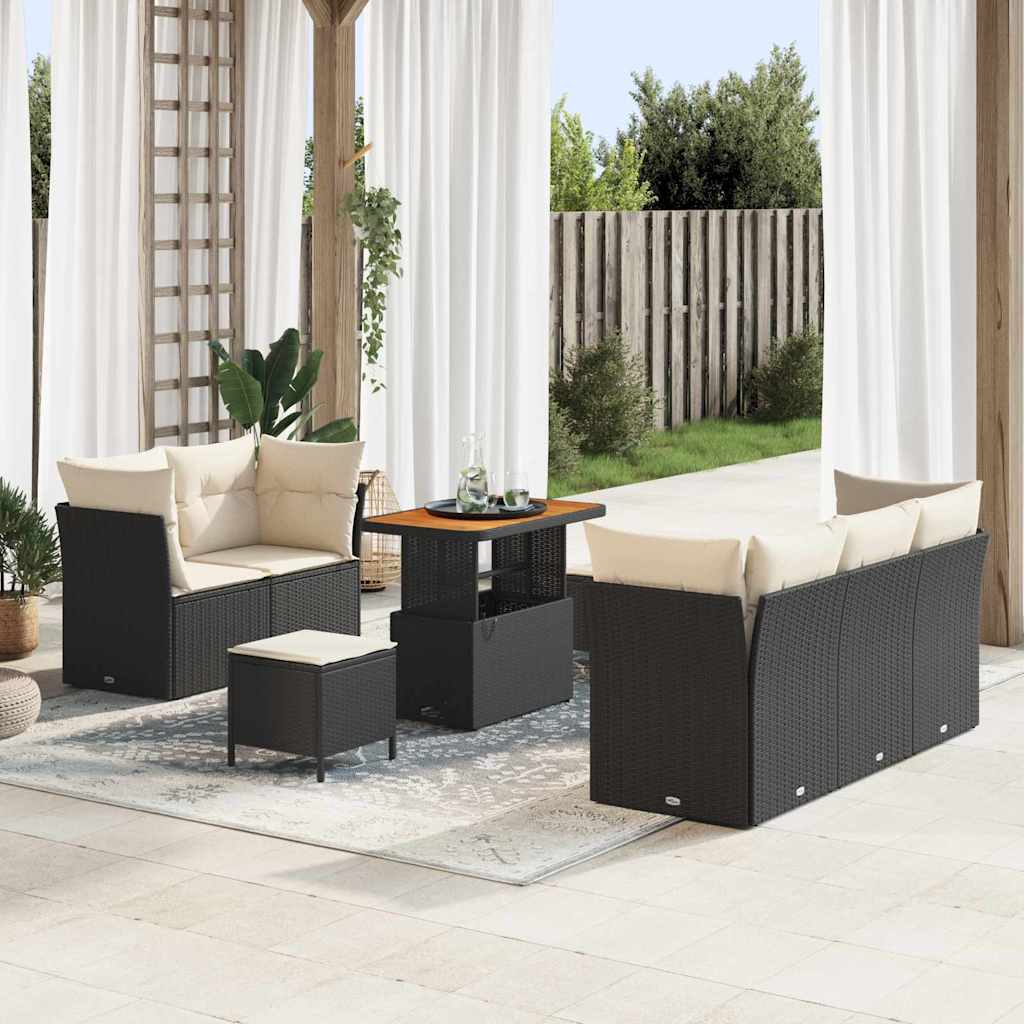 Tuin Sofa Set met kussen met opslag 8 pcs Zwart en crème is nu te koop bij PeponiXL, paradijselijk wonen!