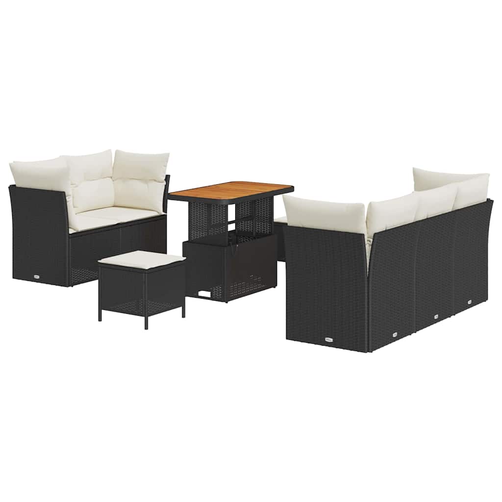 Tuin Sofa Set met kussen met opslag 8 pcs Zwart en crème is nu te koop bij PeponiXL, paradijselijk wonen!