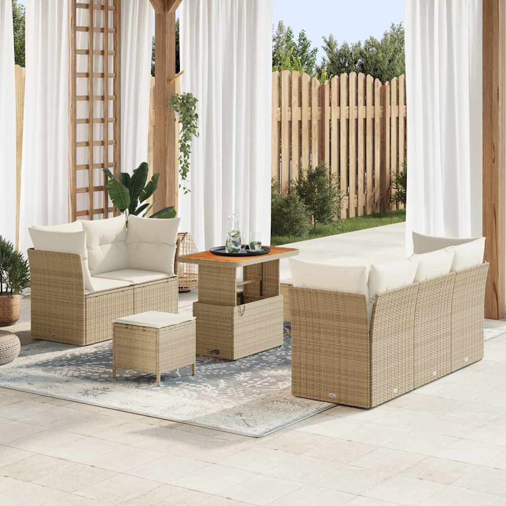 Tuin Sofa Set met kussen met opslag 8 pcs beige en crèmekleurig is nu te koop bij PeponiXL, paradijselijk wonen!