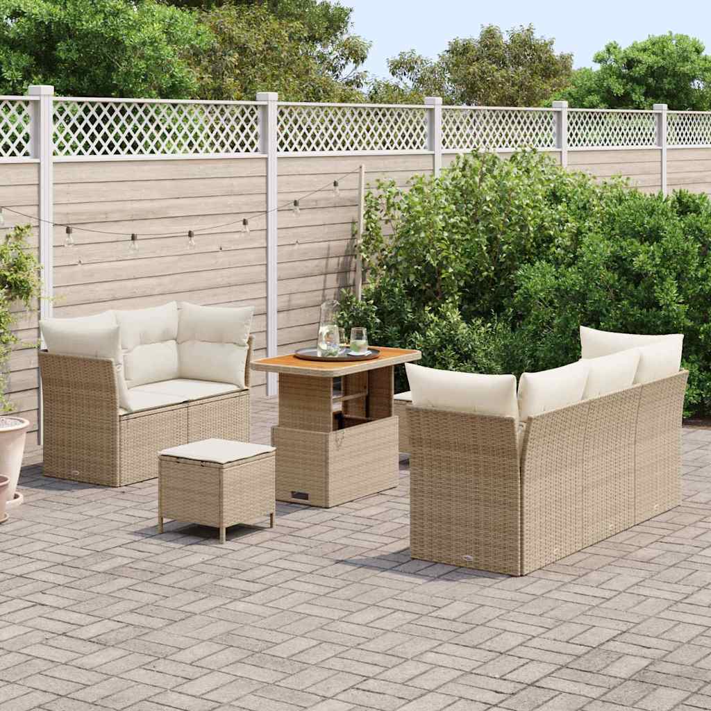 Tuin Sofa Set met kussen met opslag 8 pcs beige en crèmekleurig is nu te koop bij PeponiXL, paradijselijk wonen!
