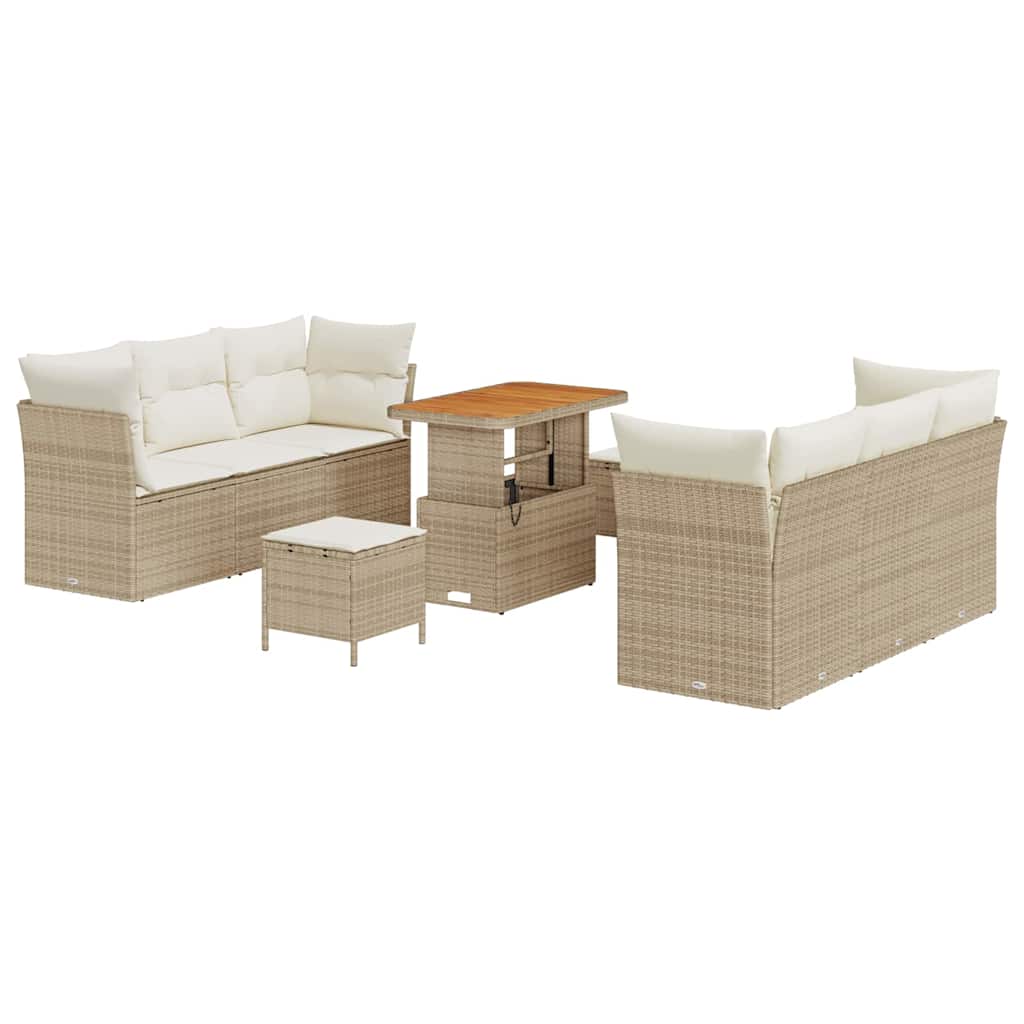 Tuin Sofa Set met kussen 9 pcs Beige en Crème poly rattan is nu te koop bij PeponiXL, paradijselijk wonen!