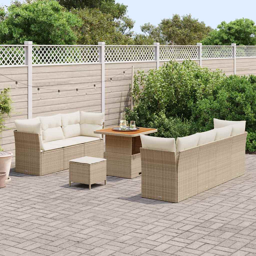 Tuin Sofa Set met kussen 10 pcs beige en crèmekleurig is nu te koop bij PeponiXL, paradijselijk wonen!