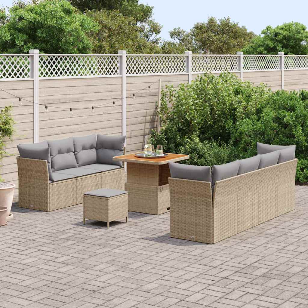 Tuin Sofa Set met kussen met opslag 10 pcs beige en lichtgrijs is nu te koop bij PeponiXL, paradijselijk wonen!
