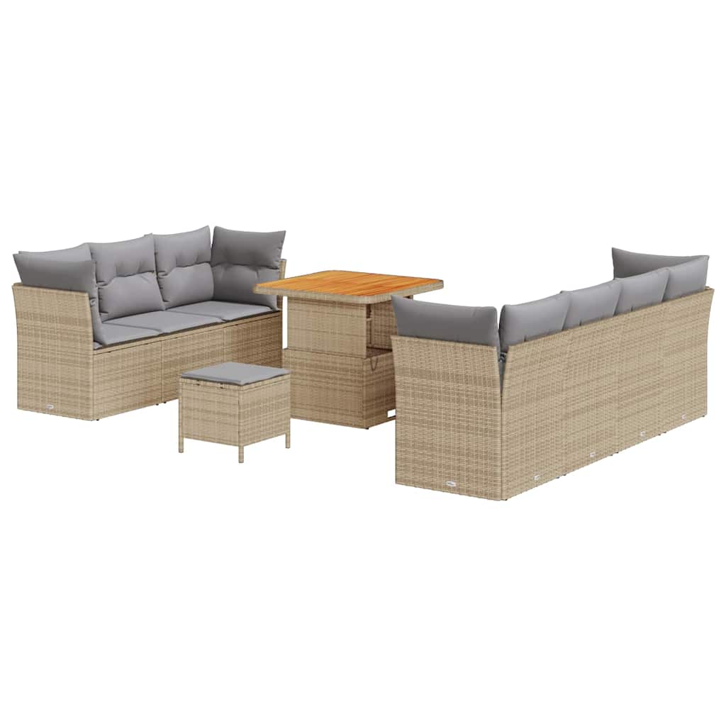 Tuin Sofa Set met kussen met opslag 10 pcs beige en lichtgrijs is nu te koop bij PeponiXL, paradijselijk wonen!