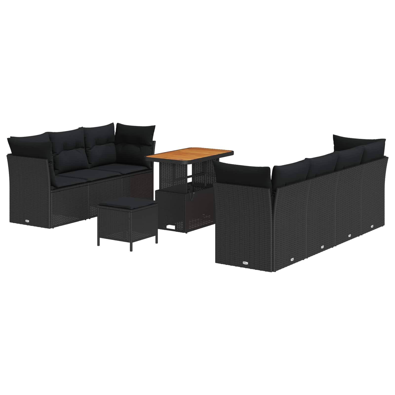 Tuin Sofa Set 10 pcs Zwart Poly rattan en gepoedercoat staal is nu te koop bij PeponiXL, paradijselijk wonen!