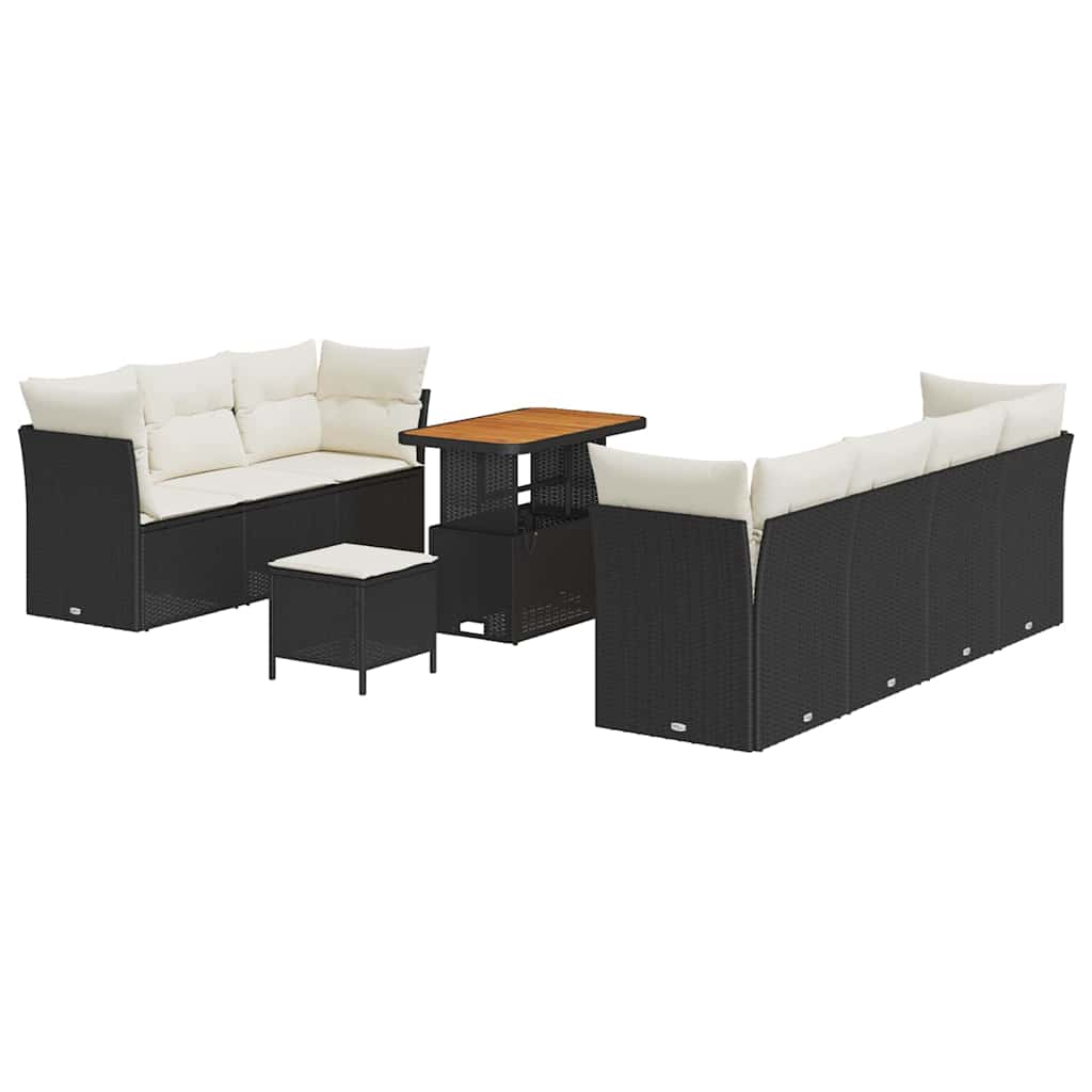Tuin Sofa Set met kussen met opslag 10 pcs Zwart en crème is nu te koop bij PeponiXL, paradijselijk wonen!