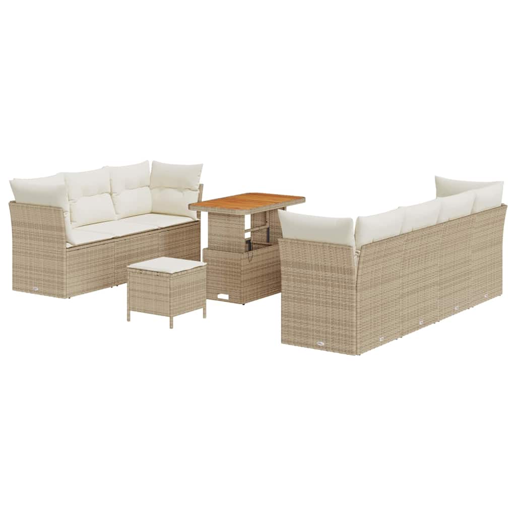 Tuin Sofa Set met kussen 10 pcs beige en crèmekleurig is nu te koop bij PeponiXL, paradijselijk wonen!