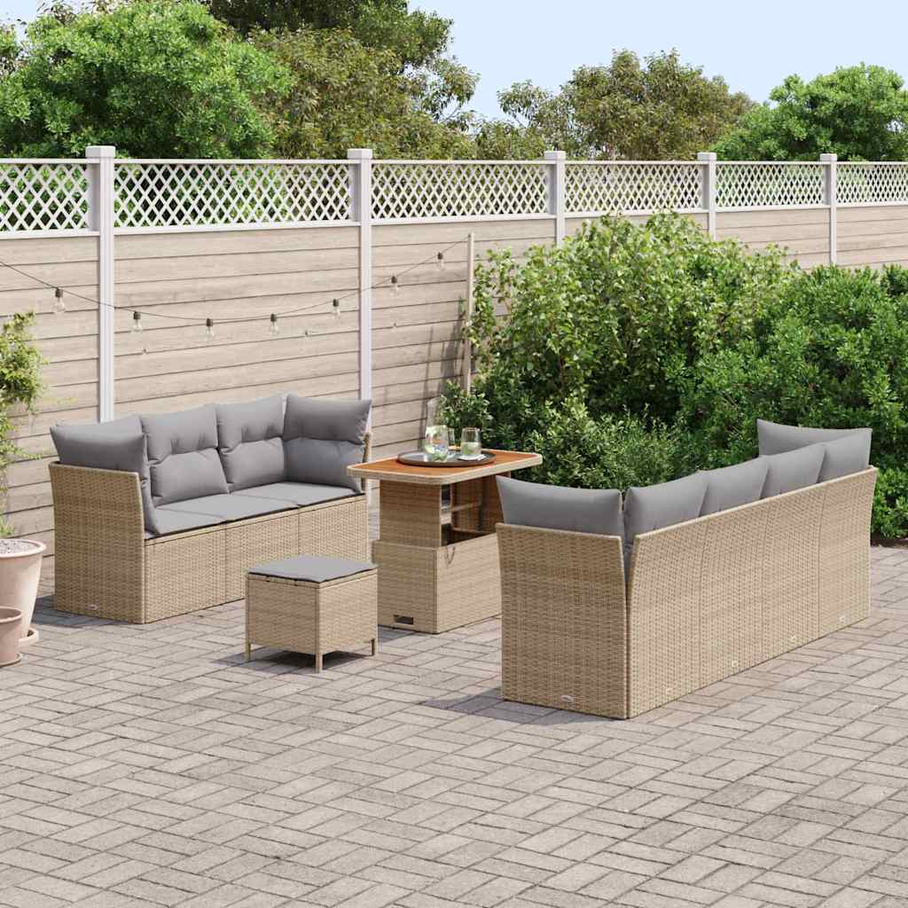 Tuin Sofa Set met kussen met opslag 10 pcs beige en lichtgrijs is nu te koop bij PeponiXL, paradijselijk wonen!