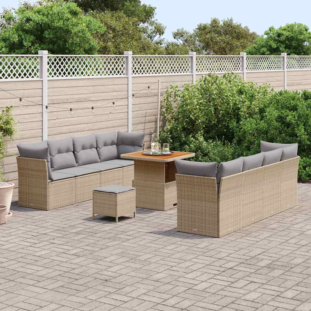 Tuin Sofa Set 11 pcs Beige en Licht Grijs poly rattan is nu te koop bij PeponiXL, paradijselijk wonen!