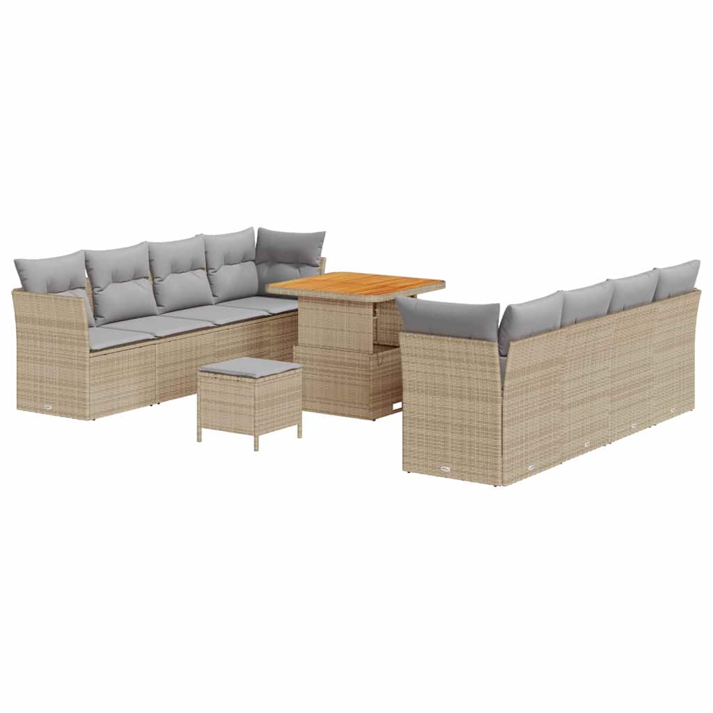 Tuin Sofa Set 11 pcs Beige en Licht Grijs poly rattan is nu te koop bij PeponiXL, paradijselijk wonen!