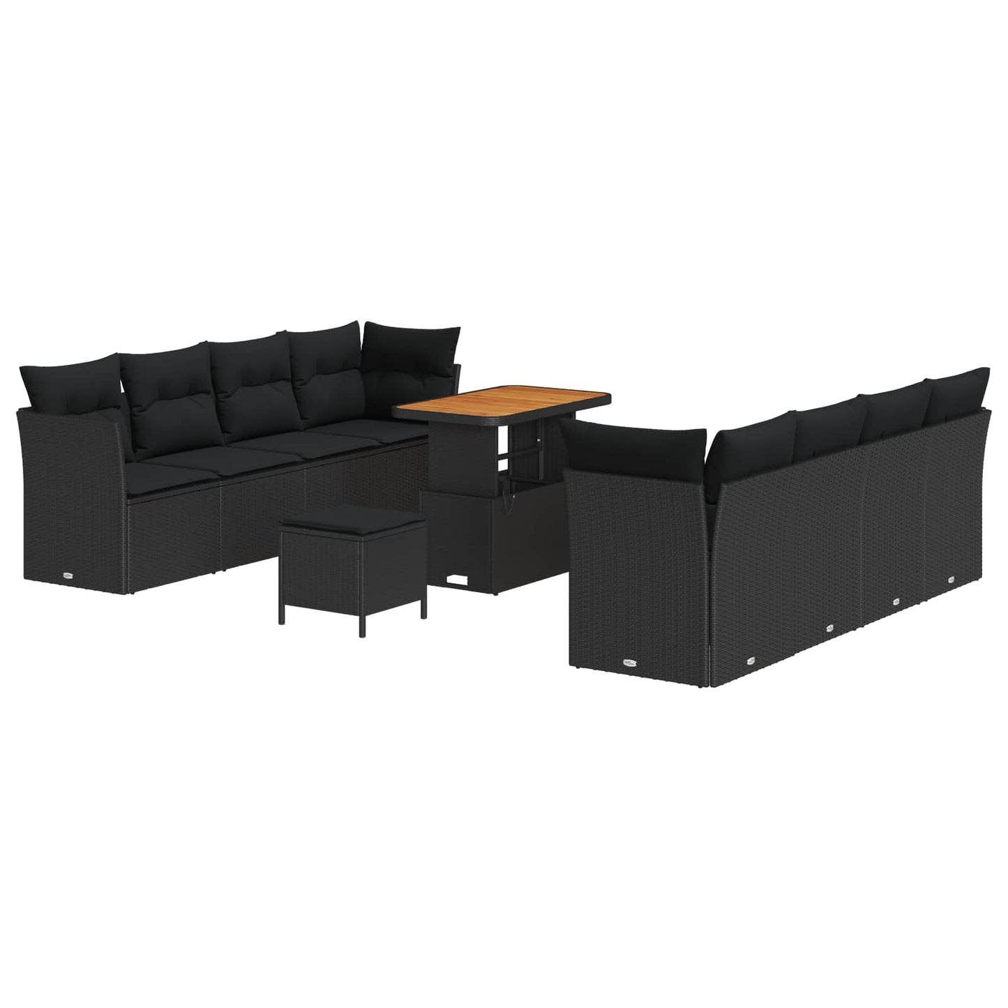 Tuin Sofa Set met kussen 11 pcs Zwart poly rattan is nu te koop bij PeponiXL, paradijselijk wonen!