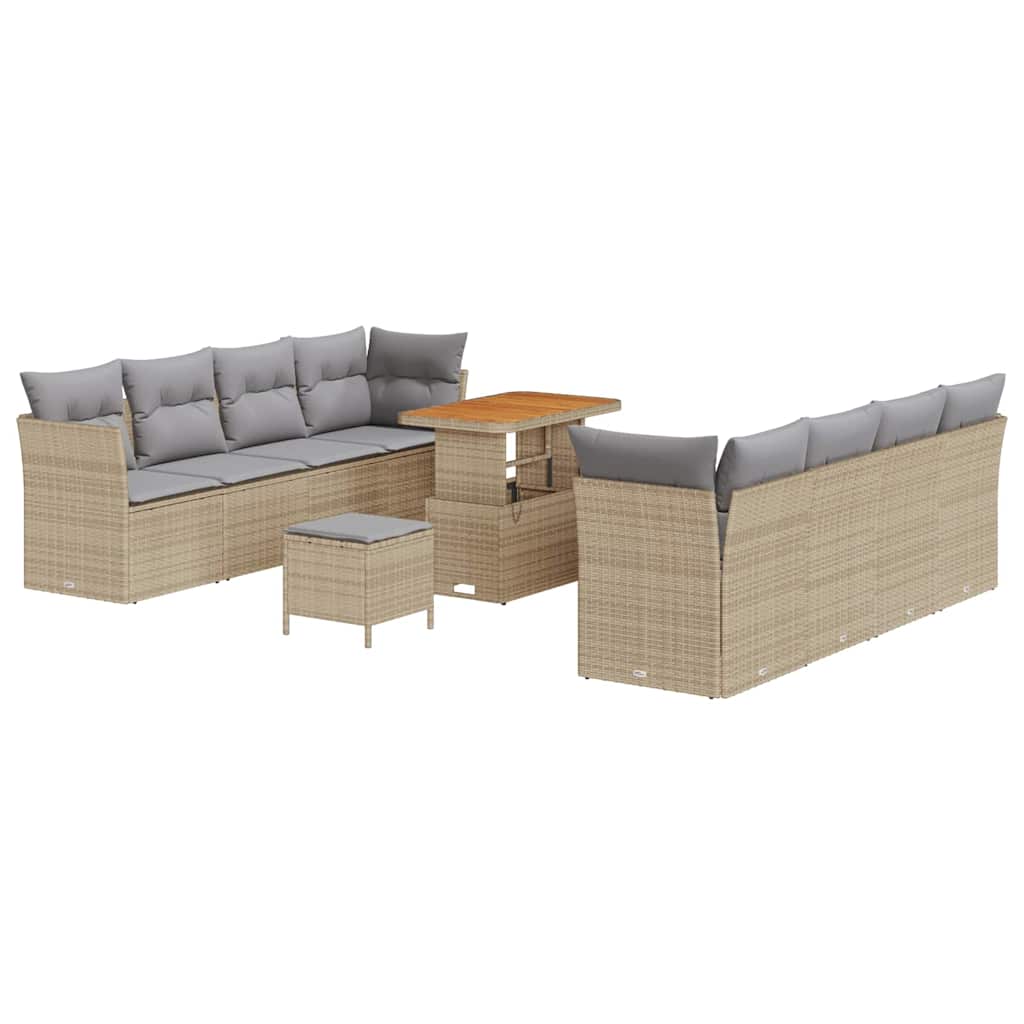 Tuin Sofa Set met kussen met opslag 11 pcs beige en lichtgrijs is nu te koop bij PeponiXL, paradijselijk wonen!