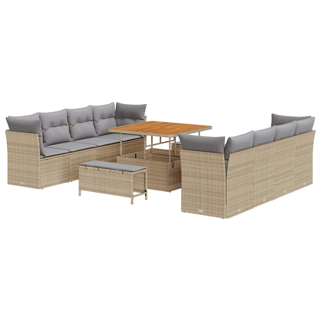 Tuin Sofa Set met kussen met opslag 11 pcs beige en lichtgrijs is nu te koop bij PeponiXL, paradijselijk wonen!