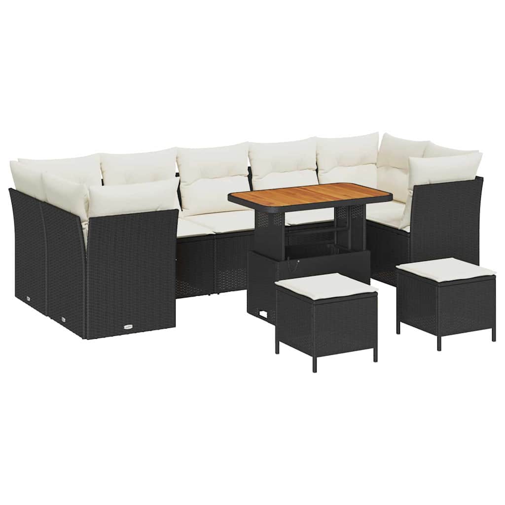 Tuin Sofa Set met kussen met opslag 10 pcs Zwart en crème is nu te koop bij PeponiXL, paradijselijk wonen!