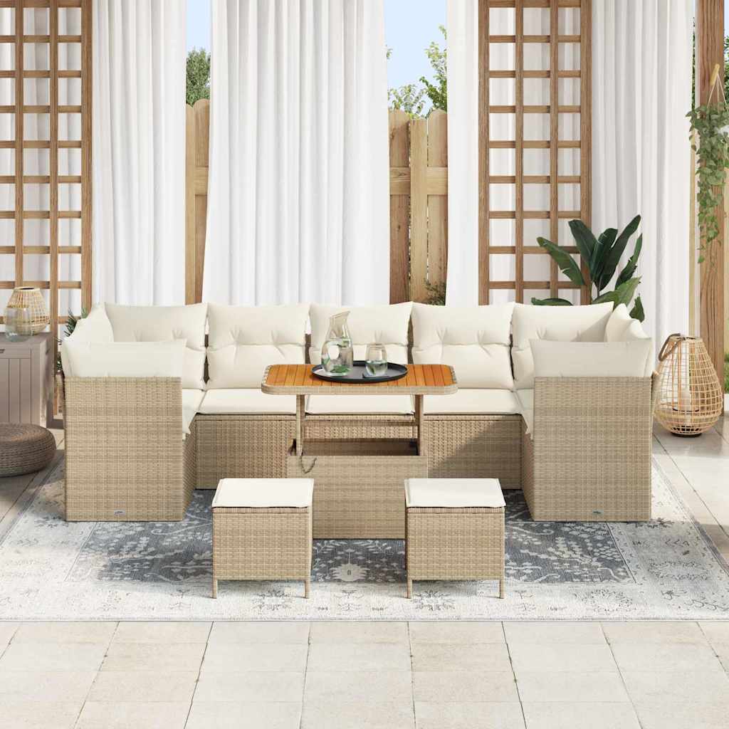 Tuin Sofa Set met kussen 10 pcs beige en crèmekleurig is nu te koop bij PeponiXL, paradijselijk wonen!