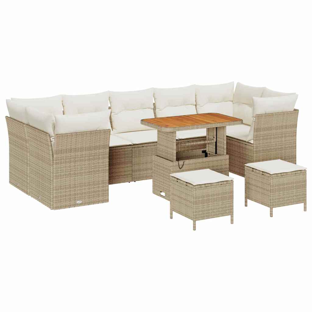 Tuin Sofa Set met kussen 10 pcs beige en crèmekleurig is nu te koop bij PeponiXL, paradijselijk wonen!