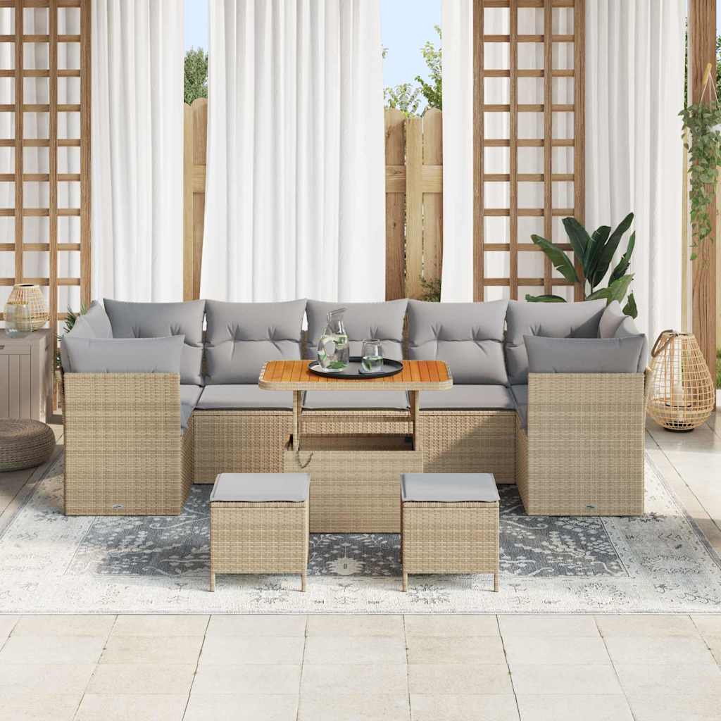 Tuin Sofa Set met kussen met opslag 10 pcs beige en lichtgrijs is nu te koop bij PeponiXL, paradijselijk wonen!