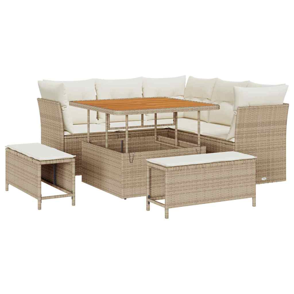 Tuin Sofa Set met kussen met opslag 8 pcs beige en crèmekleurig is nu te koop bij PeponiXL, paradijselijk wonen!