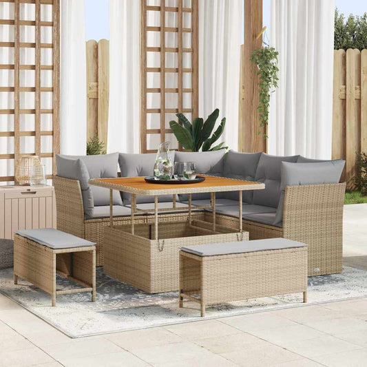 Tuin Sofa Set met kussen met opslag 8 pcs beige en lichtgrijs is nu te koop bij PeponiXL, paradijselijk wonen!