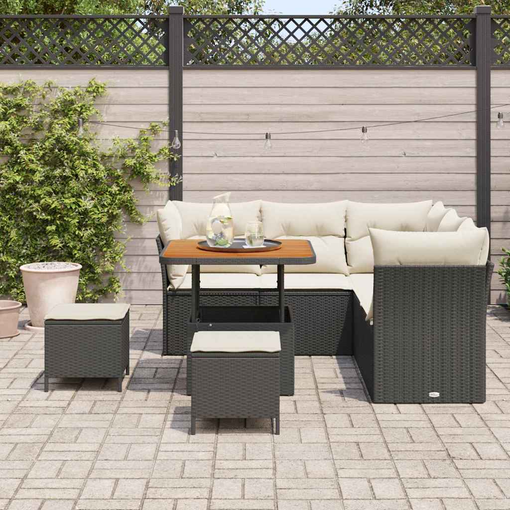 Tuin Sofa Set met kussen met opslag 8 pcs Zwart en crème is nu te koop bij PeponiXL, paradijselijk wonen!