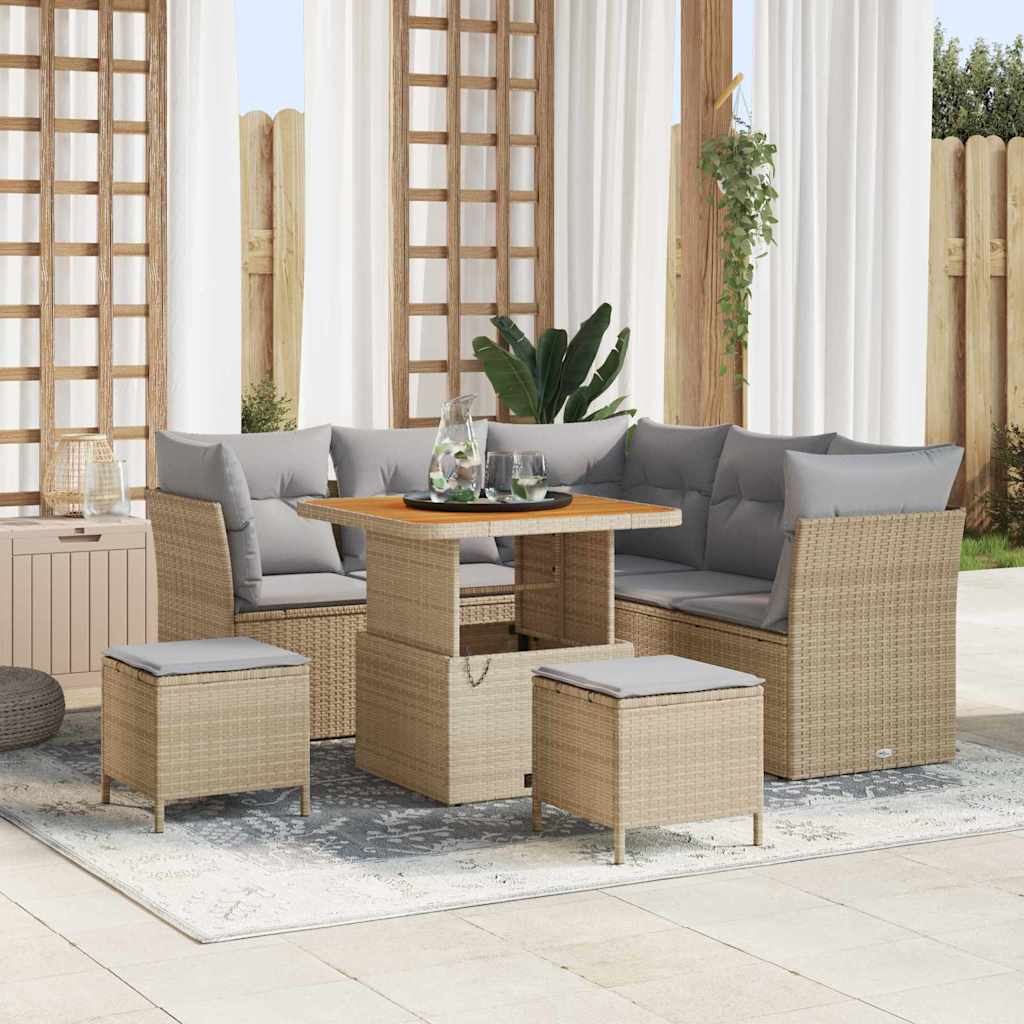 Tuin Sofa Set met kussen met opslag 8 pcs beige en lichtgrijs is nu te koop bij PeponiXL, paradijselijk wonen!