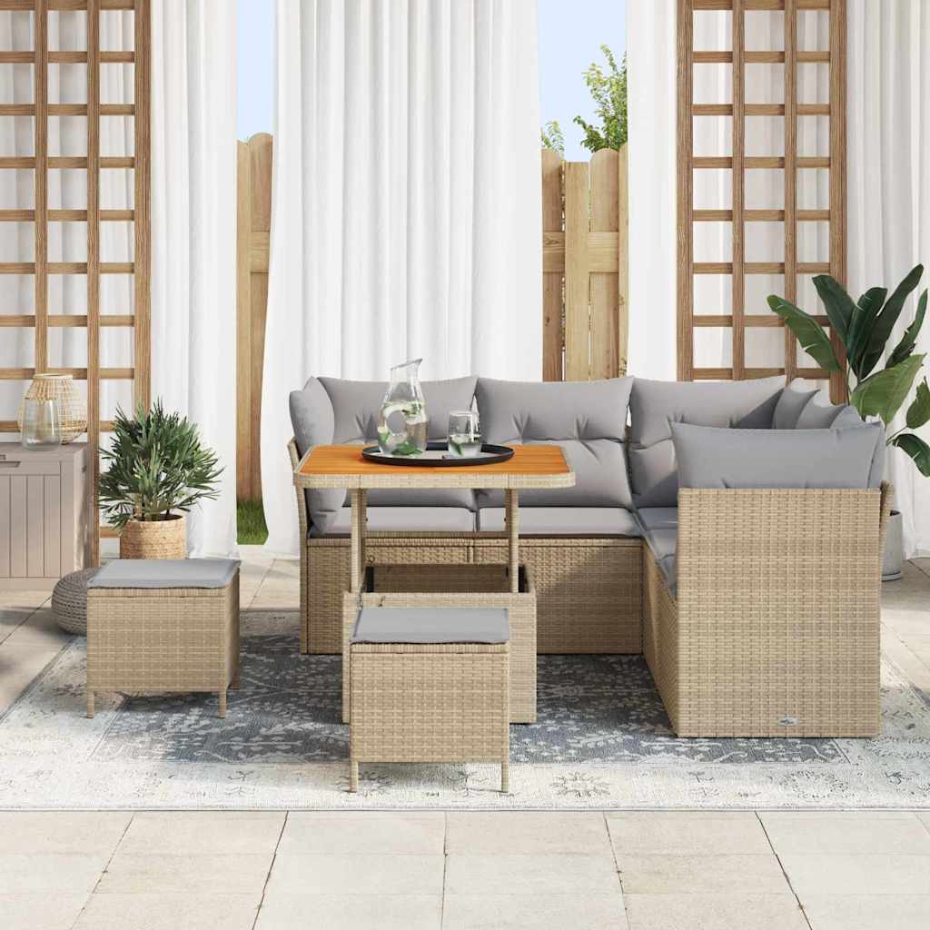 Tuin Sofa Set met kussen met opslag 8 pcs beige en lichtgrijs is nu te koop bij PeponiXL, paradijselijk wonen!