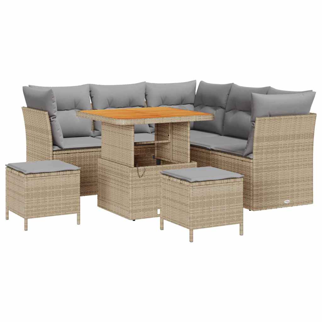 Tuin Sofa Set met kussen met opslag 8 pcs beige en lichtgrijs is nu te koop bij PeponiXL, paradijselijk wonen!