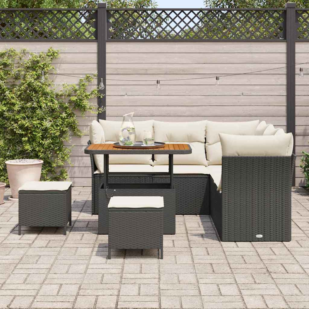 Tuin Sofa Set met kussen met opslag 8 pcs Zwart en crème is nu te koop bij PeponiXL, paradijselijk wonen!