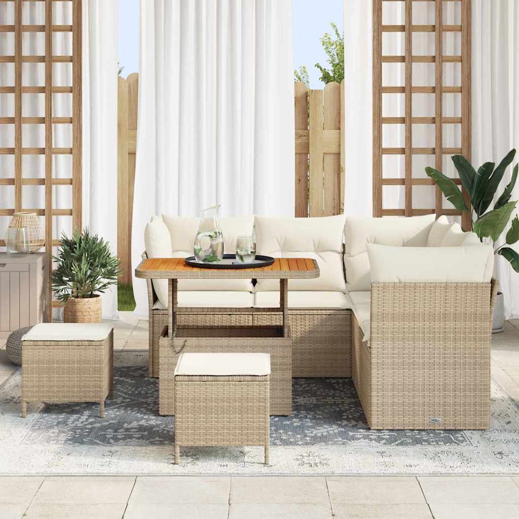 Tuin Sofa Set met kussen met opslag 8 pcs beige en crèmekleurig is nu te koop bij PeponiXL, paradijselijk wonen!