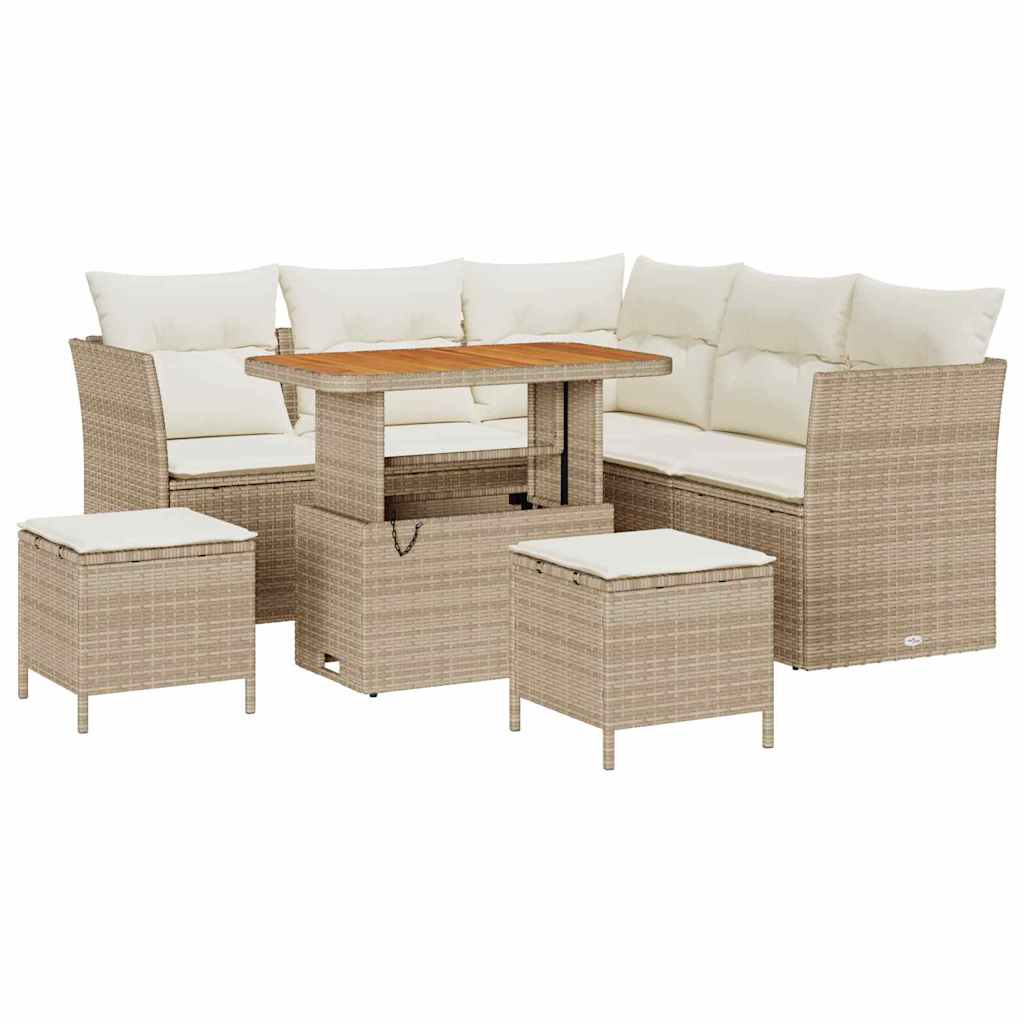 Tuin Sofa Set met kussen met opslag 8 pcs beige en crèmekleurig is nu te koop bij PeponiXL, paradijselijk wonen!