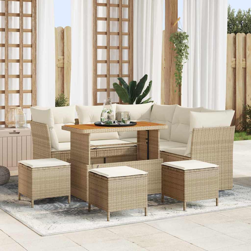Tuin Sofa Set met kussen met opslag 9 pcs beige en crèmekleurig is nu te koop bij PeponiXL, paradijselijk wonen!