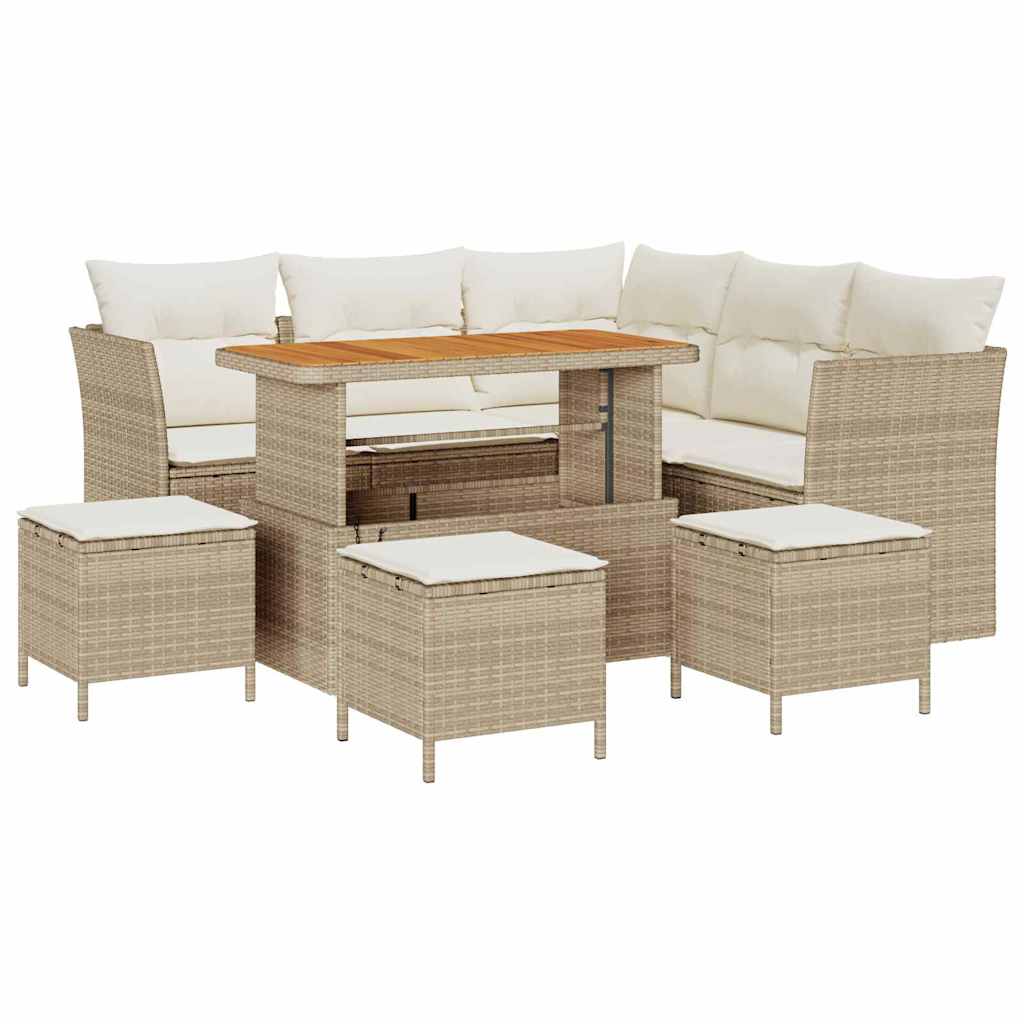 Tuin Sofa Set met kussen met opslag 9 pcs beige en crèmekleurig is nu te koop bij PeponiXL, paradijselijk wonen!